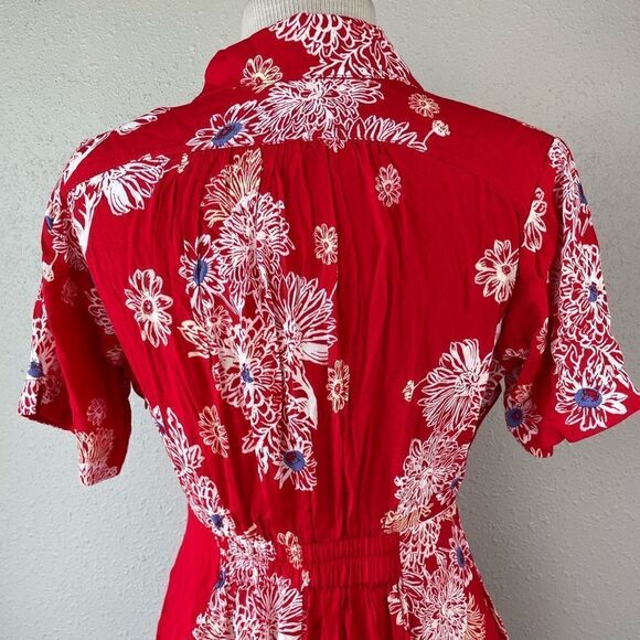 NWT Free People Red And White Floral Midi Dress Size S - Picture 5 of 9
